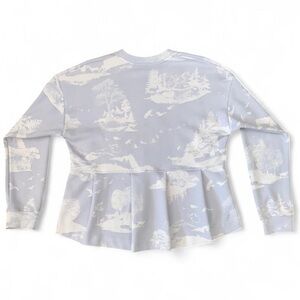 Nike Dri Fit Scenic Toile Print Pullover Crewneck Blue White Pleated Waist SZ M
